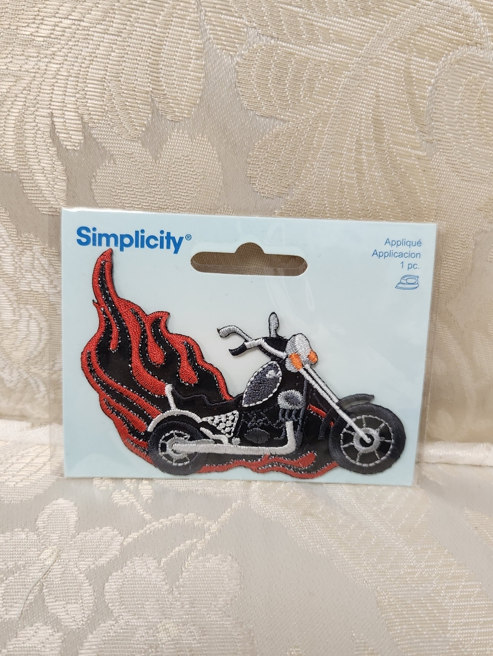 Motorcycle patch Iron On Applique Sew On Patch , Simplicity NWT